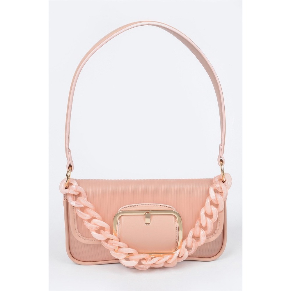 Shoulder Bag Women Small Pink New Acrylic Chain Texture Flap Buckle